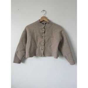 Something Navy Women's Cropped Button Cardigan – Tan/Light Brown – Size Medium